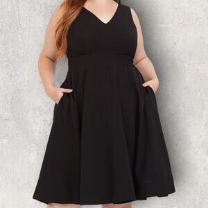TORRID Black Stretch Woven Flare Skater Dress Sz 26 Sleeveless Cocktail NWT